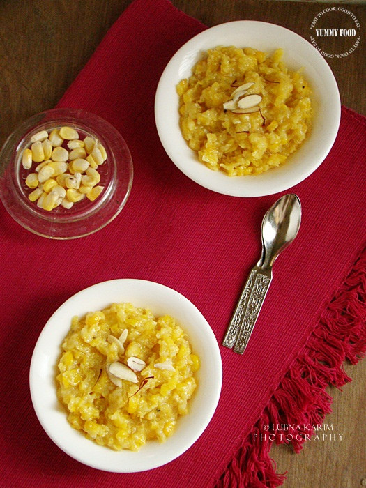 Microwave Makai Jajaria/Sweet Corn Pudding/Sweet Corn Halwa