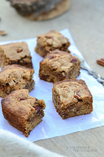 Butterscotch Blondies with Pecan Nuts