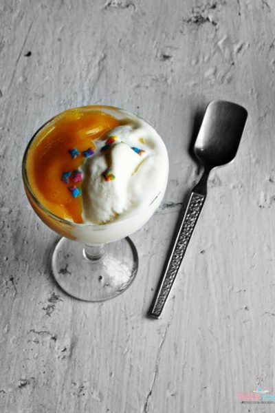 Vanilla Ice Cream with Mango Sauce