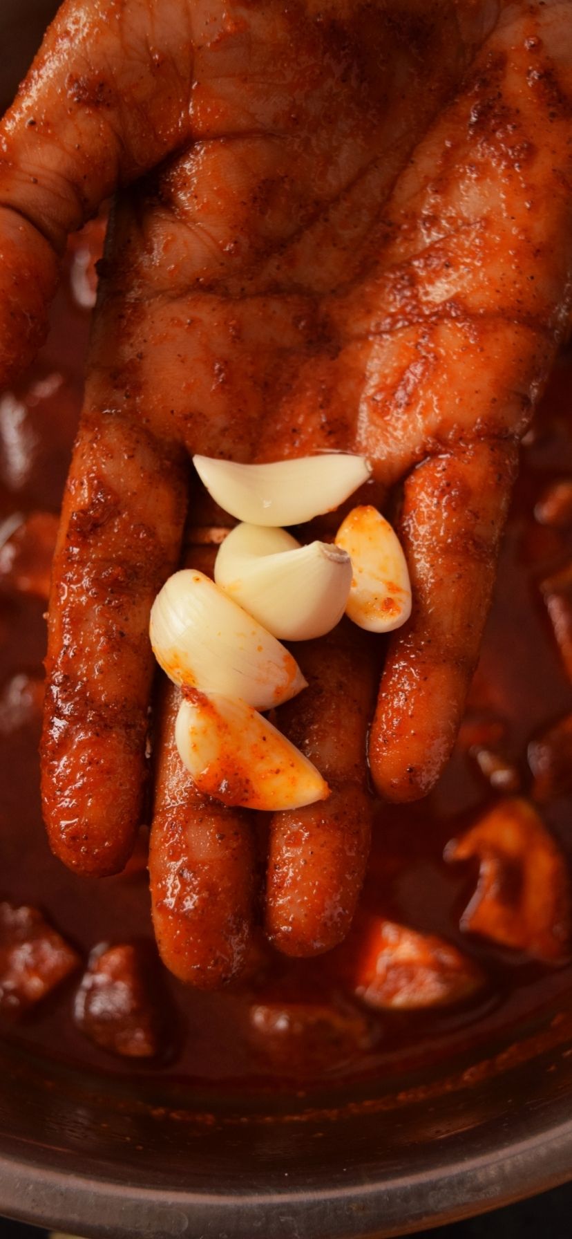 add peeled cloves of garlic